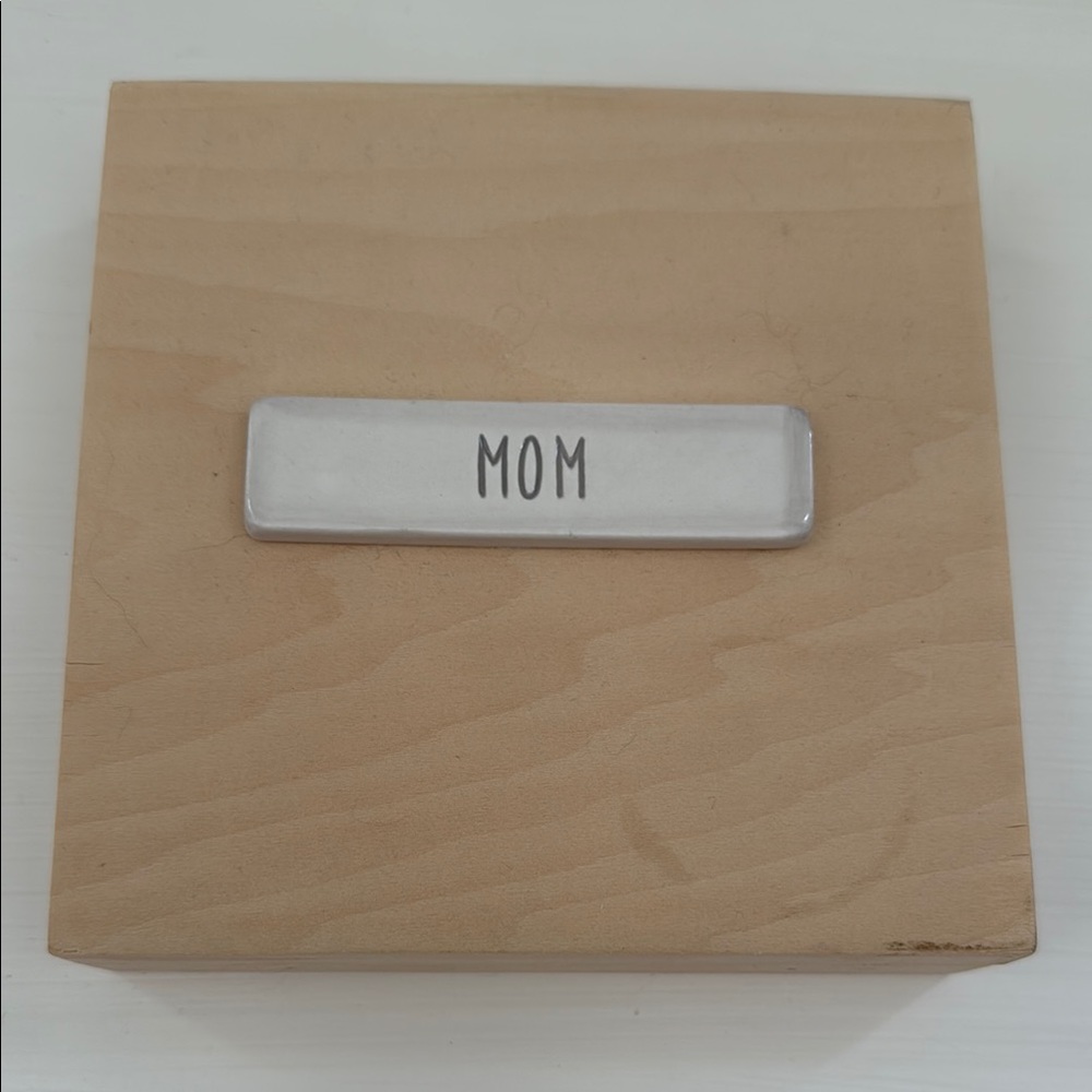 Wooden Jewelry Box with 'MOM' Plaque